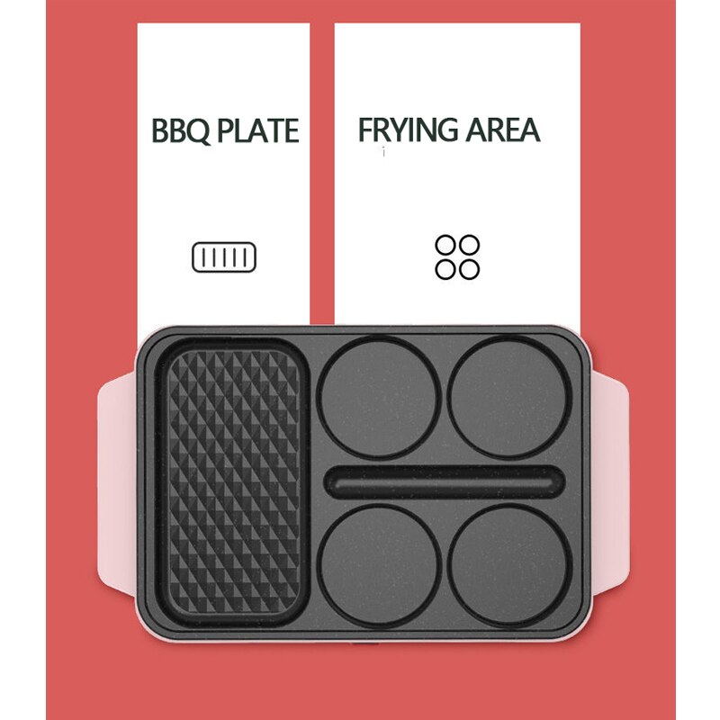 Poêle à frire antiadhésive pour le petit déjeuner, poêle à Steak et à saucisses, électrique, 1000W