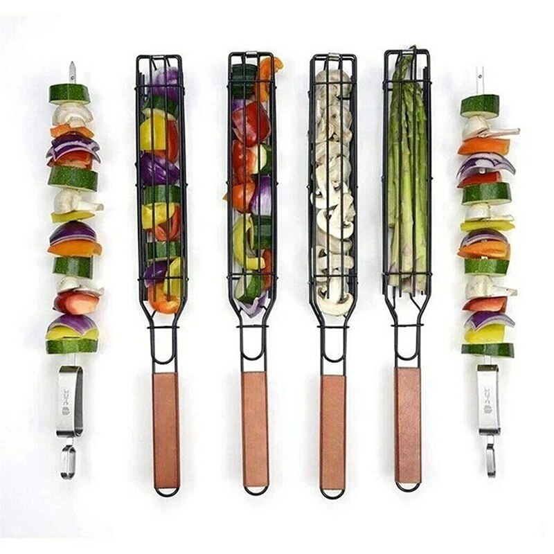 BBQ Grilling Basket Tools Stainless Steel Nonstick Barbecue Grill Basket Portable Mesh Kitchen Tools kitchen accessories Basket