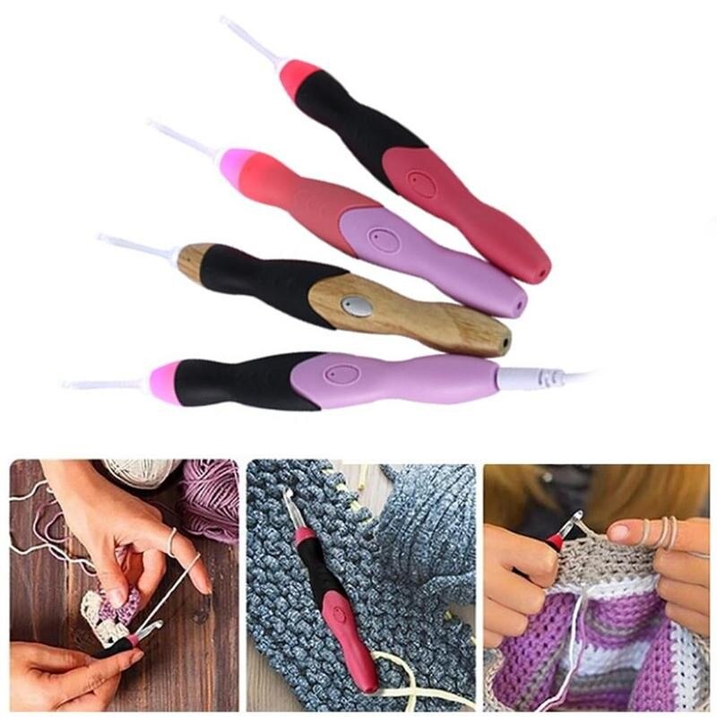 1 Set Lighted Crochet Hooks Set - Light Up Crochet Hooks, Rechargeable Crochet Hook with Light