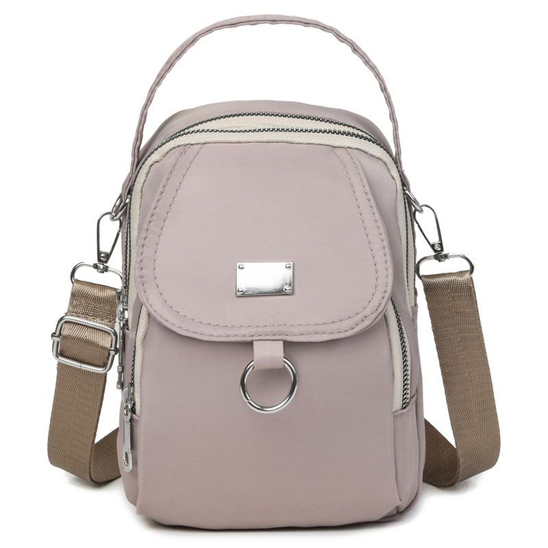 1pc dam casual messenger bag axelväska enfärgad multifunktionell handväska flerskiktad lätt oxfordväska crossbody: Silver-
