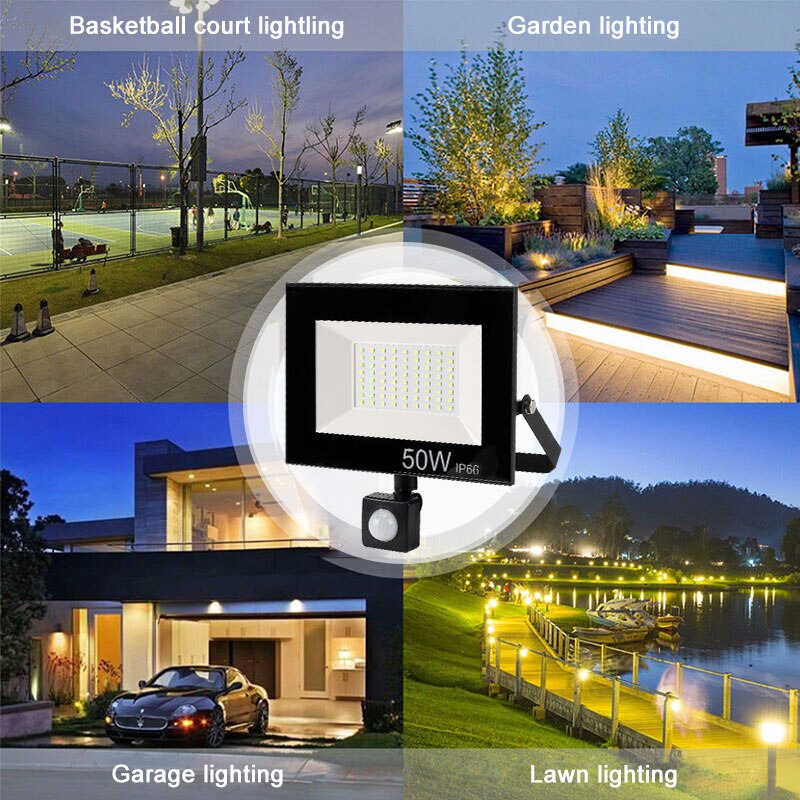 10w 20w 30w 50w 100w led projektør 220v 240v vandtæt pir bevægelsessensor projektør udendørs væglampe projektør projektør