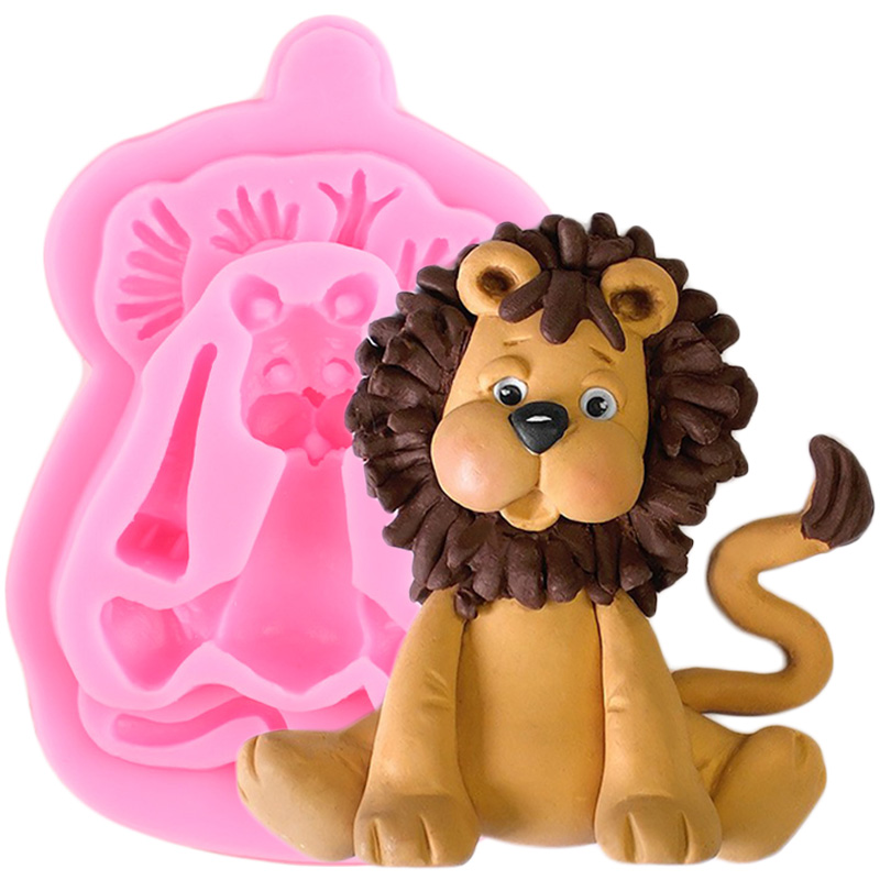 Animali della giungla stampo in silicone elefante scimmia giraffa mucca leone caramelle stampi per fondente al cioccolato strumenti per decorare la torta di compleanno del bambino: CF199