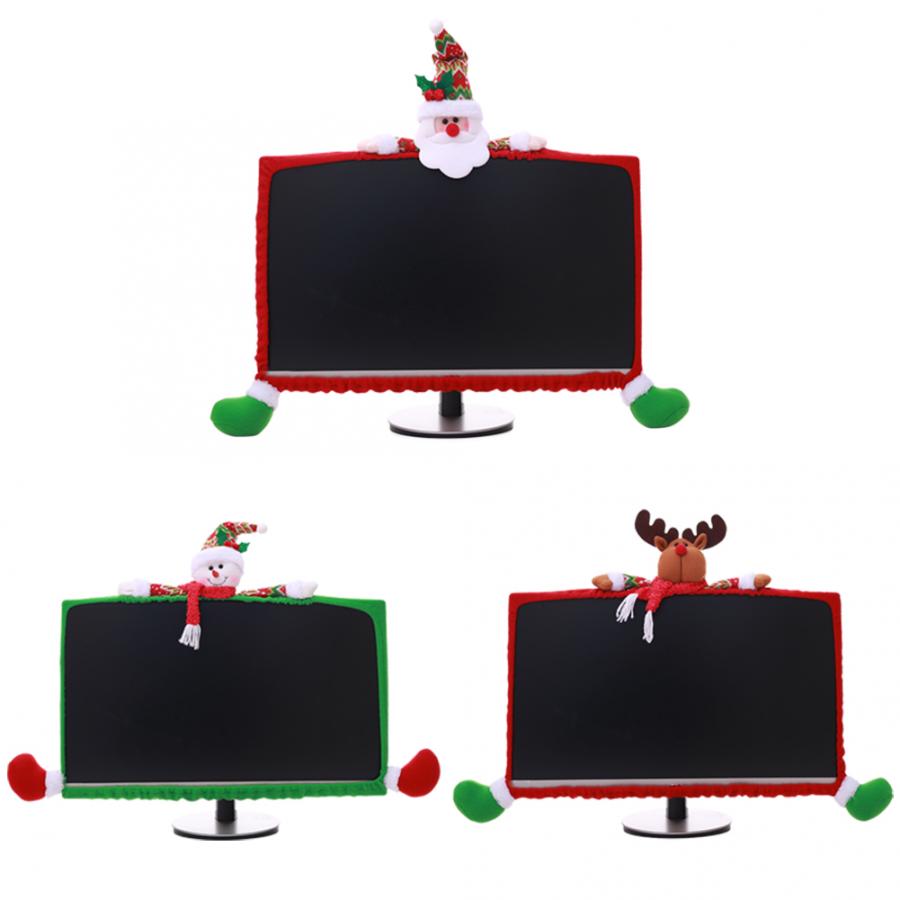 3D Kerst Cartoon 19-27inch Computer PC Monitor Display Frame Beschermende Case Cover