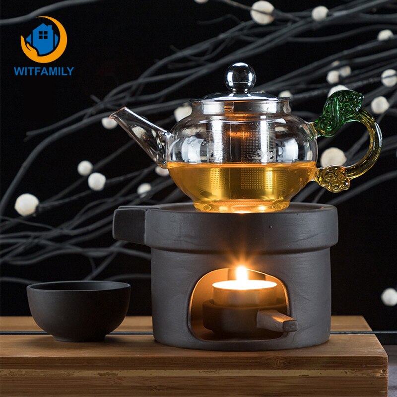 Base de calefacción para tetera, calentador de café con bandeja de cerámica, calentador de café, vino, té, vela
