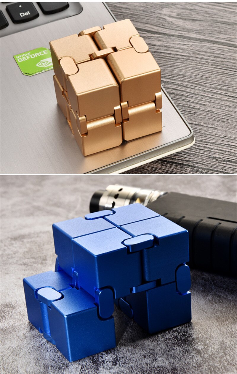 2PC aluminium oneindige cube Cube decompressie artefact, creatief speelgoed flip pocket box, geen moeite, om te beginnen