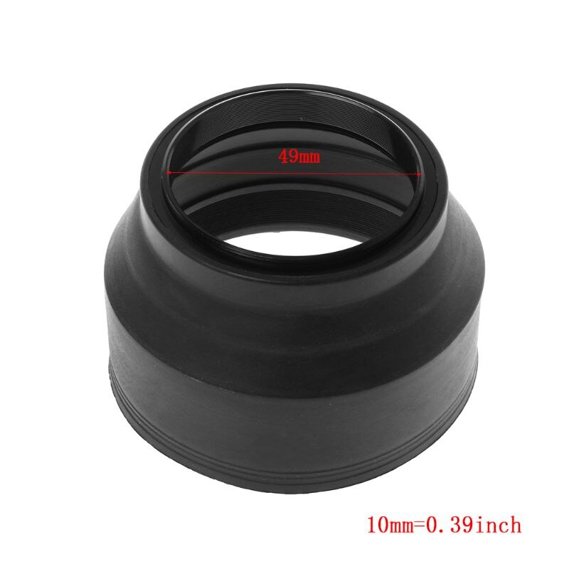 Zonnekap Rubber Inklapbare Groothoek 3 Stage 49Mm Camera Accessoires Vervanging Deel
