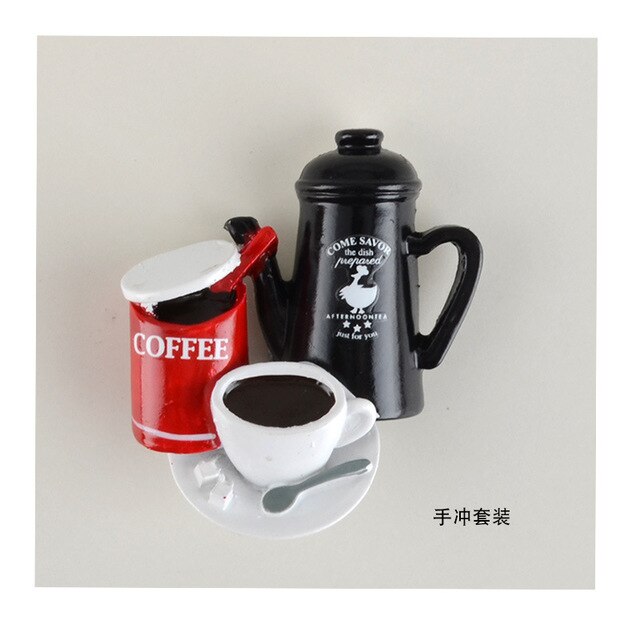 Accessoires créatifs pour café en 3D | Aimant pour réfrigérateur, dessin animé Moka, Pot de café en forme de tasse, Note magnétique, décoration par absorption et absorption: 2