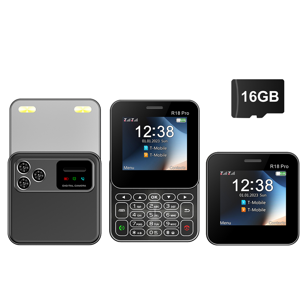 Servo r18 pro tela rotativa do telefone móvel 2g gsm magia voz velocidade dial lanterna lista negra 2 sim espera telefones deslizantes laterais: green