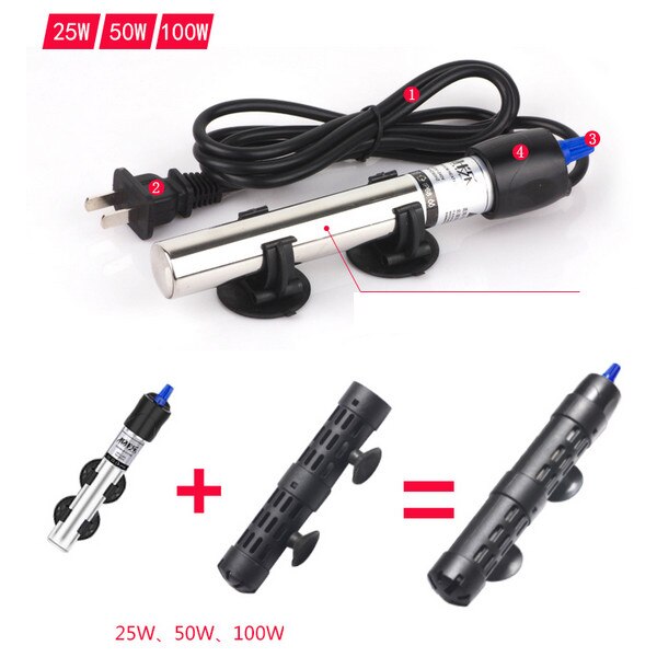 Stainless Steel Adjustable Automatic Aquarium Fish Tank Water Temperature Thermostat Heater