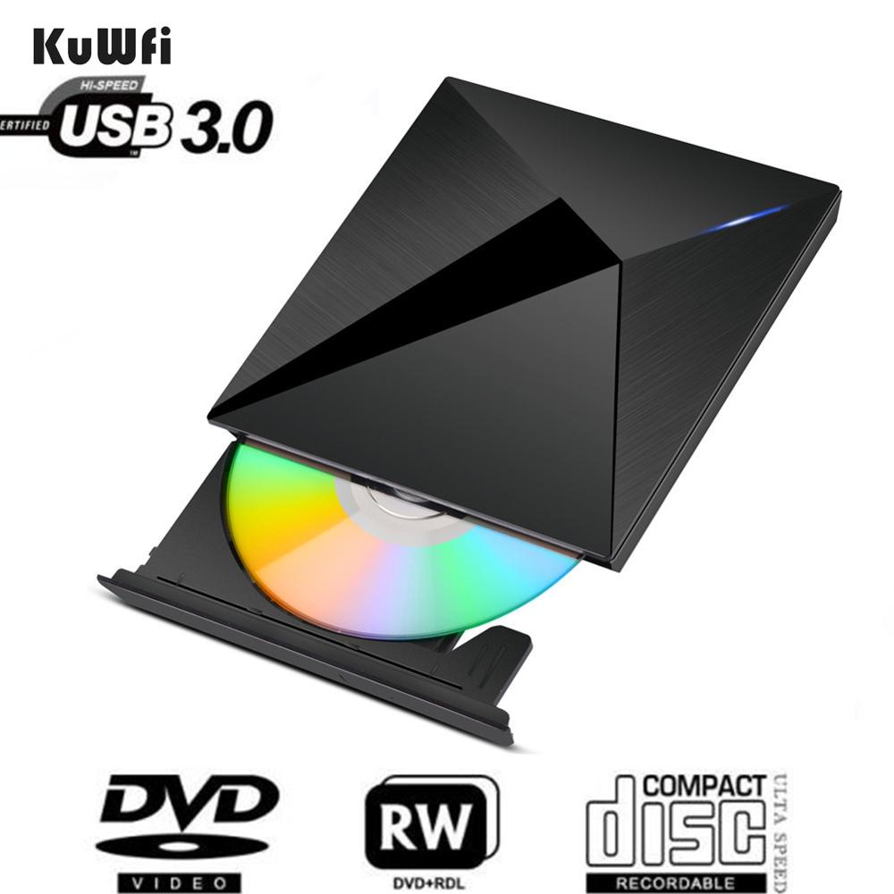 Kuwfi externe usb 3.0 drive cd dvd usb optische drive dvd rw cd-brander cd/dvd-romspeler voor laptop/pc: Default Title
