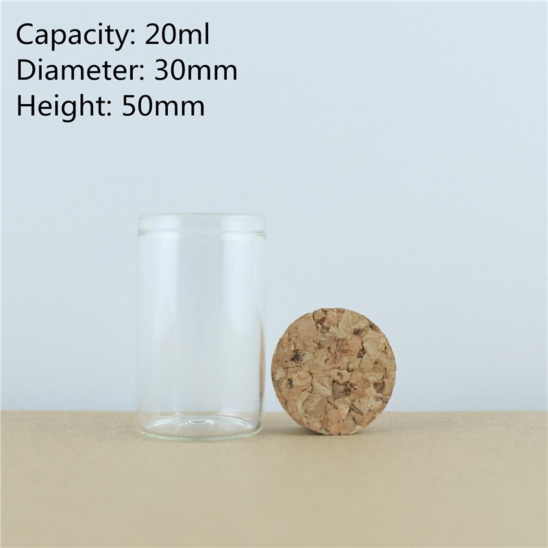 Frascos de vidrio de 30mm de diámetro, Mini frascos de corcho para manualidades, botellas de deseos de vidrio de viaje, 24 Uds.: 20ml