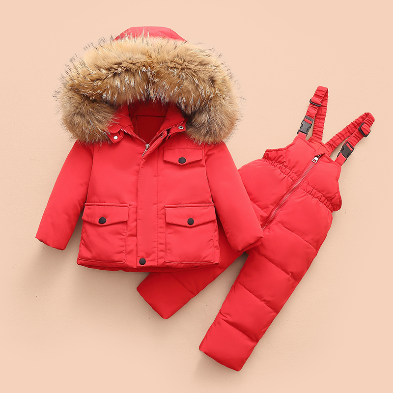 Kinderen Winter Outdoor Kleding Pak Wind En Sneeuw Verdikking Geschikt Voor 3-5 Jaar Oude Baby Meisje winter Jas Mode: Rood / 5T