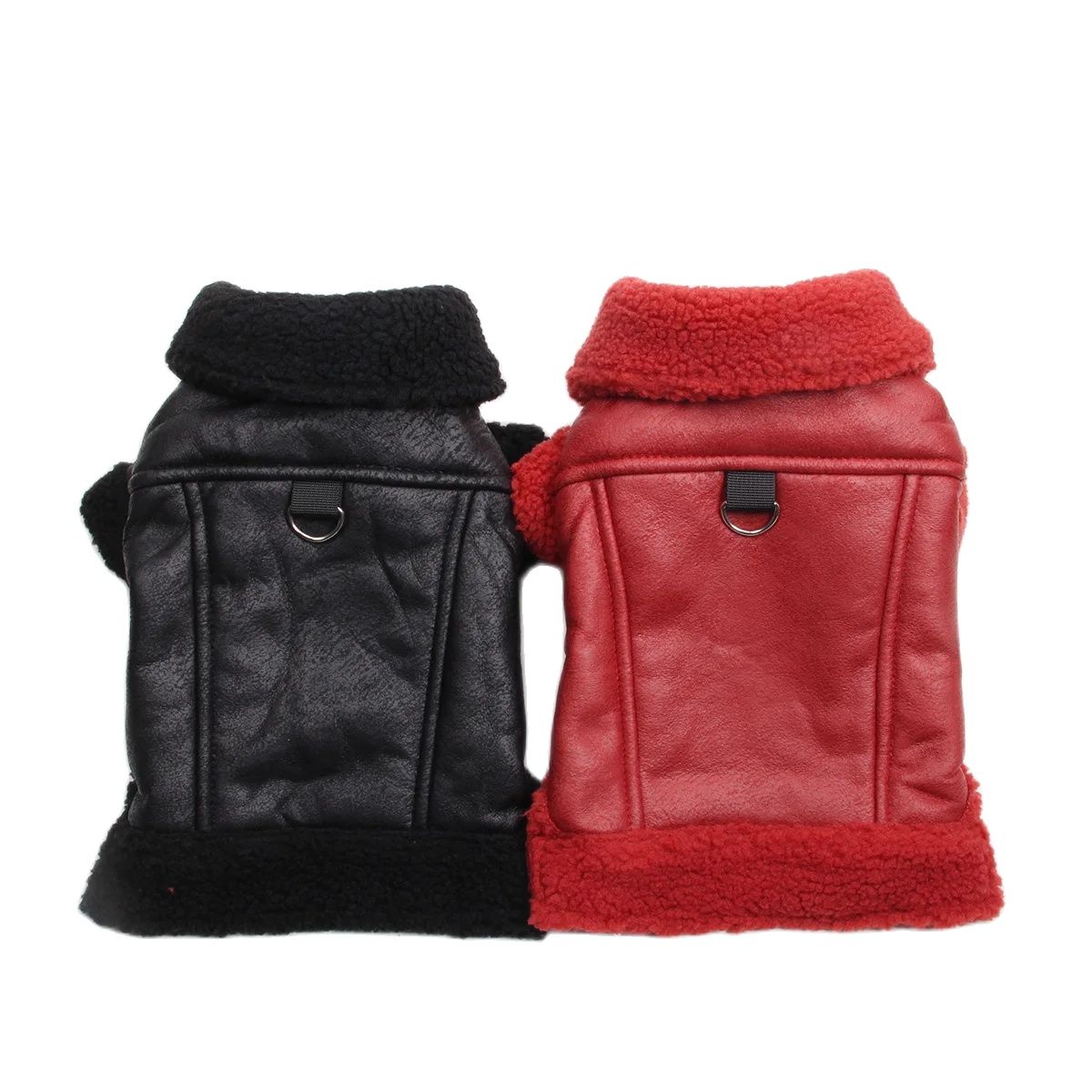 Casaco de inverno para cachorro jaqueta de couro sintético lã quente para cachorro de estimação roupa quente roupa