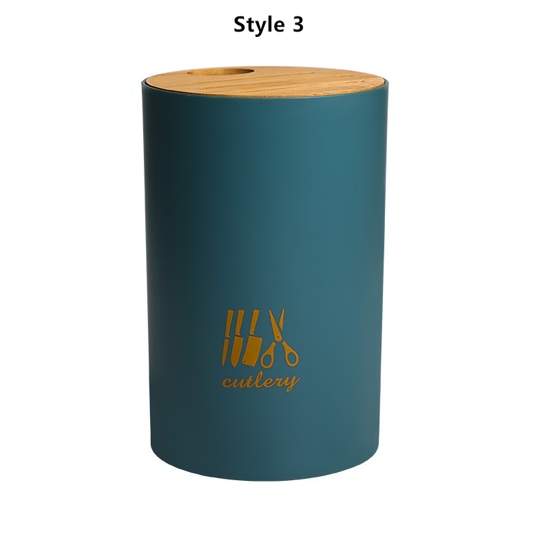 Multi-function Bamboo Cover Knife Holder Simple Knife Storage Rack Household Kitchen Supplies Knife Holder: Dark blue Style 3
