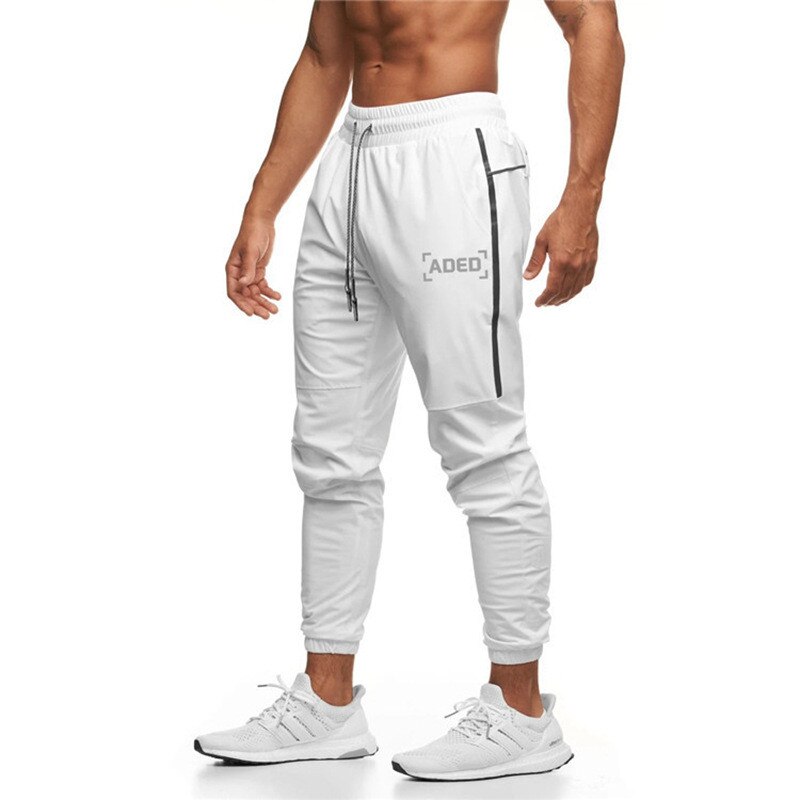 Sportbroek heren gym hardloopbroek heren pocket fitnessbroek trainingsbroek snel drogend camouflage jogging hardloopbroek heren: Wit / Xl