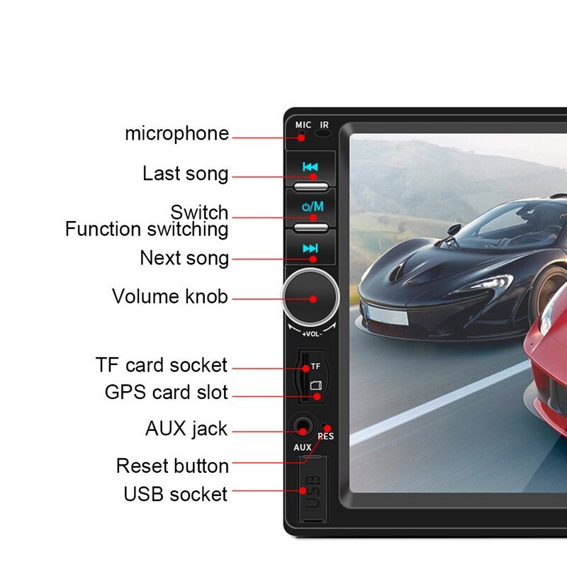 7018b spiller  mp5 bil bluetooth spiller bil 7- tommers skjerm bilradio berøringsskjerm gps wifi bluetooth