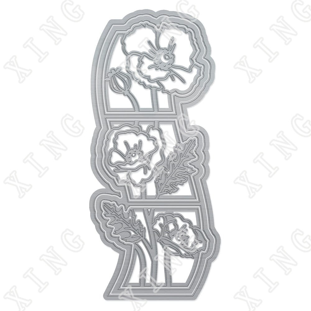 Poppies Roses Daisy Coneflower Floral Split Strips Die Set 2022 Spring Newest Metal Cut Dies Diy Scrapbook Paper Card Mould