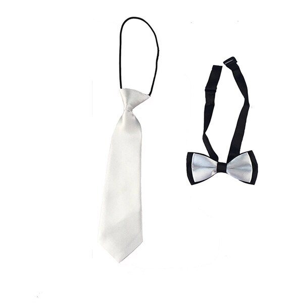 2 stk børne & #39 ;s børn unisex ensfarvede slips butterfly bryllup drenge butterfly tøj tilbehørstr 0011: Hvid