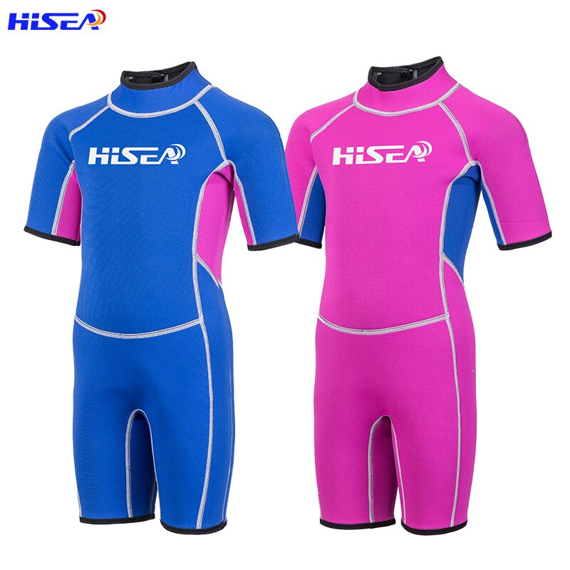 Hisea Neopren Kinder Neoprenanzüge Kurzen Ärmeln Tauchen Anzüge für Jungen Mädchen Kinder Rash Guards Ein Stück Surfen Schwimmen Schnorchel