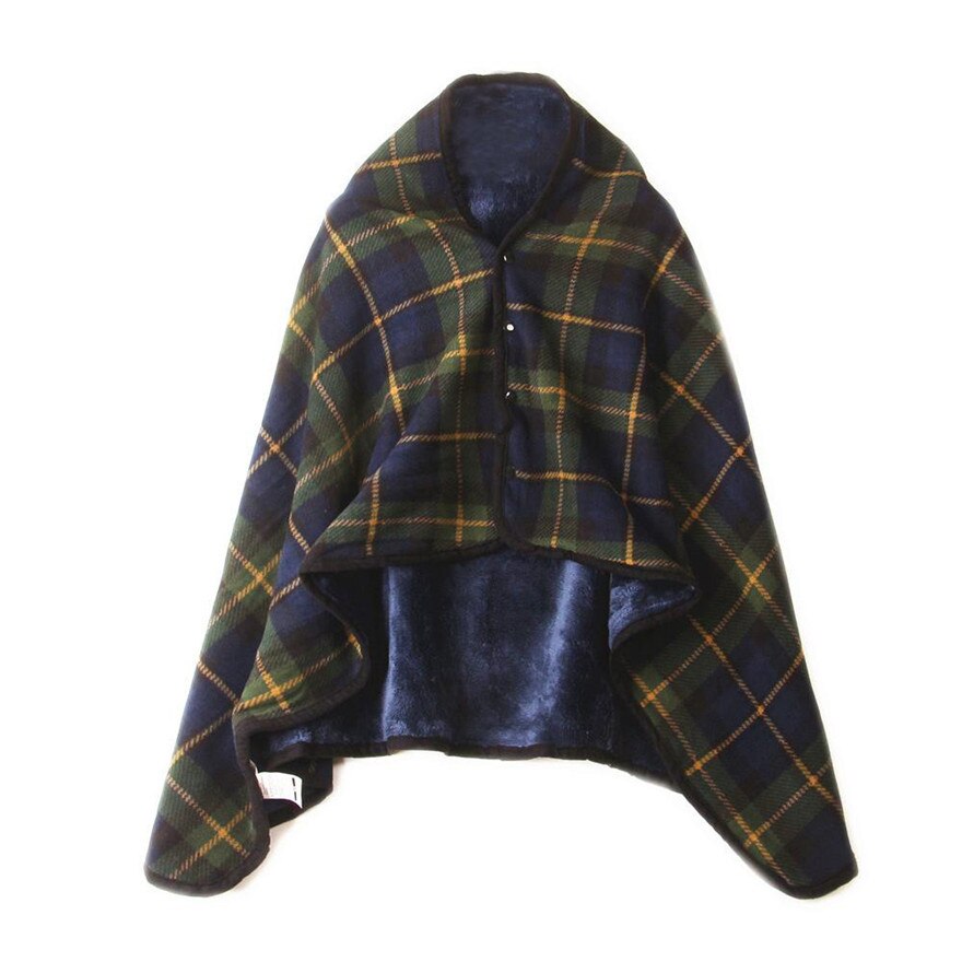 Plaid warm flanel + polar fleece deken kantoor benen knie gooi lui Wrap shawl wearable dikke deken met knop # wqy516: 2