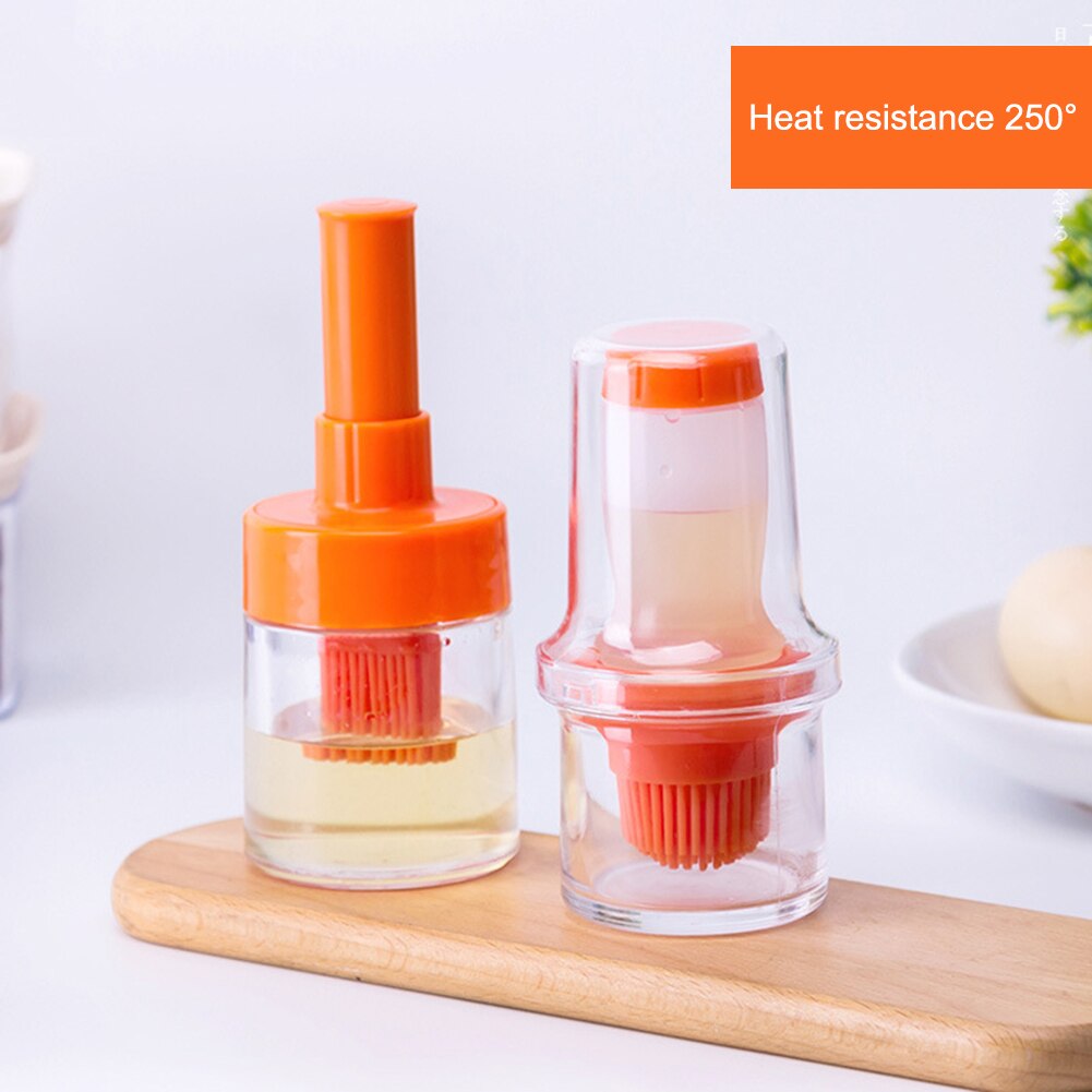 Cuisine Silicone Brosse À Huile avec Couvercle et Bouteille Barbecue Bidon D'huile résistant à la Chaleur À Badigeonner Barbecue Cuisson Assaisonnement Brosses