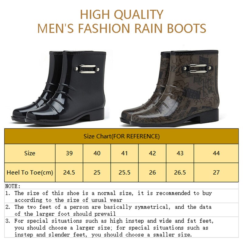 Men's Short Warm Rain Boots Waterproof Rubber Non-Slip Ankle Male Water Boots