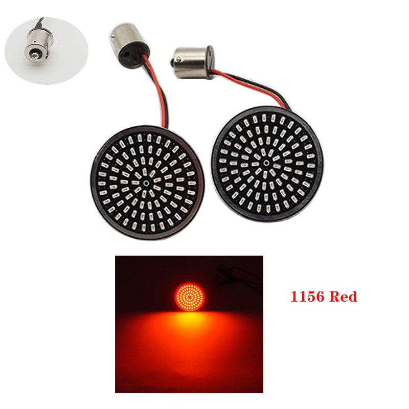 1 Paar Motorcycle Led Richtingaanwijzers Kit Voor Harley Road Glide Touring Sportster Met 1156 1157 Base Wit/Amber led Richtingaanwijzer: Red B
