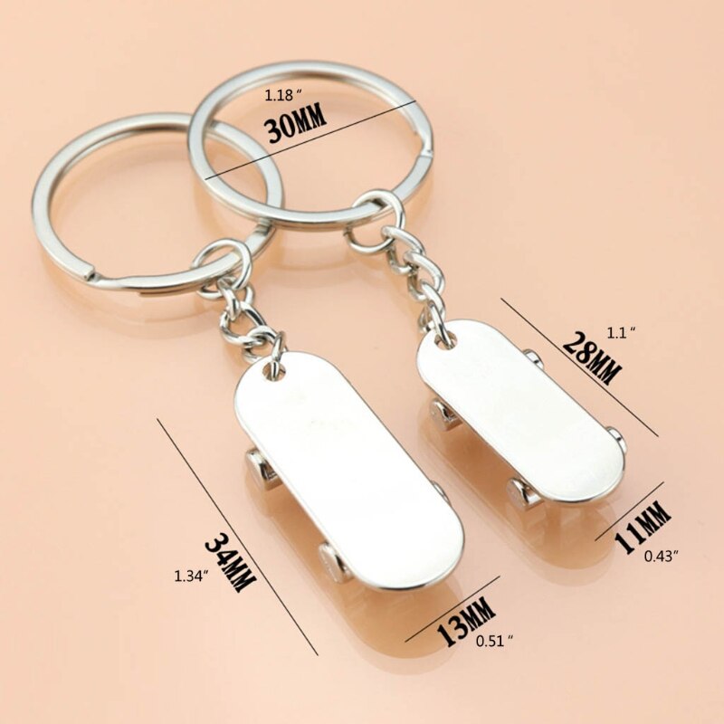 Y166 2Pcs Lovers Scooter Keychain Novelty Casual Metal Trinket Couple Skateboard Key Chain Couple Key Holder Trinket Charms