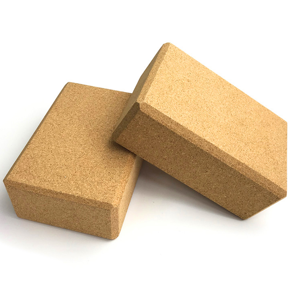 Lightweihgt Eco-friendly Yoga Block Cork Wood Yoga Brick Soft High Density Yoga Block to Support Poses Fitness Equipment: 2pc