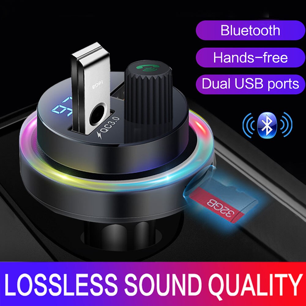 Fm-zender Bluetooth Car Handsfree Kit Bluetooth 5.1 Met QC3.0 Quick Charge Voor Auto MP3 Radio Speler Fm Modulator