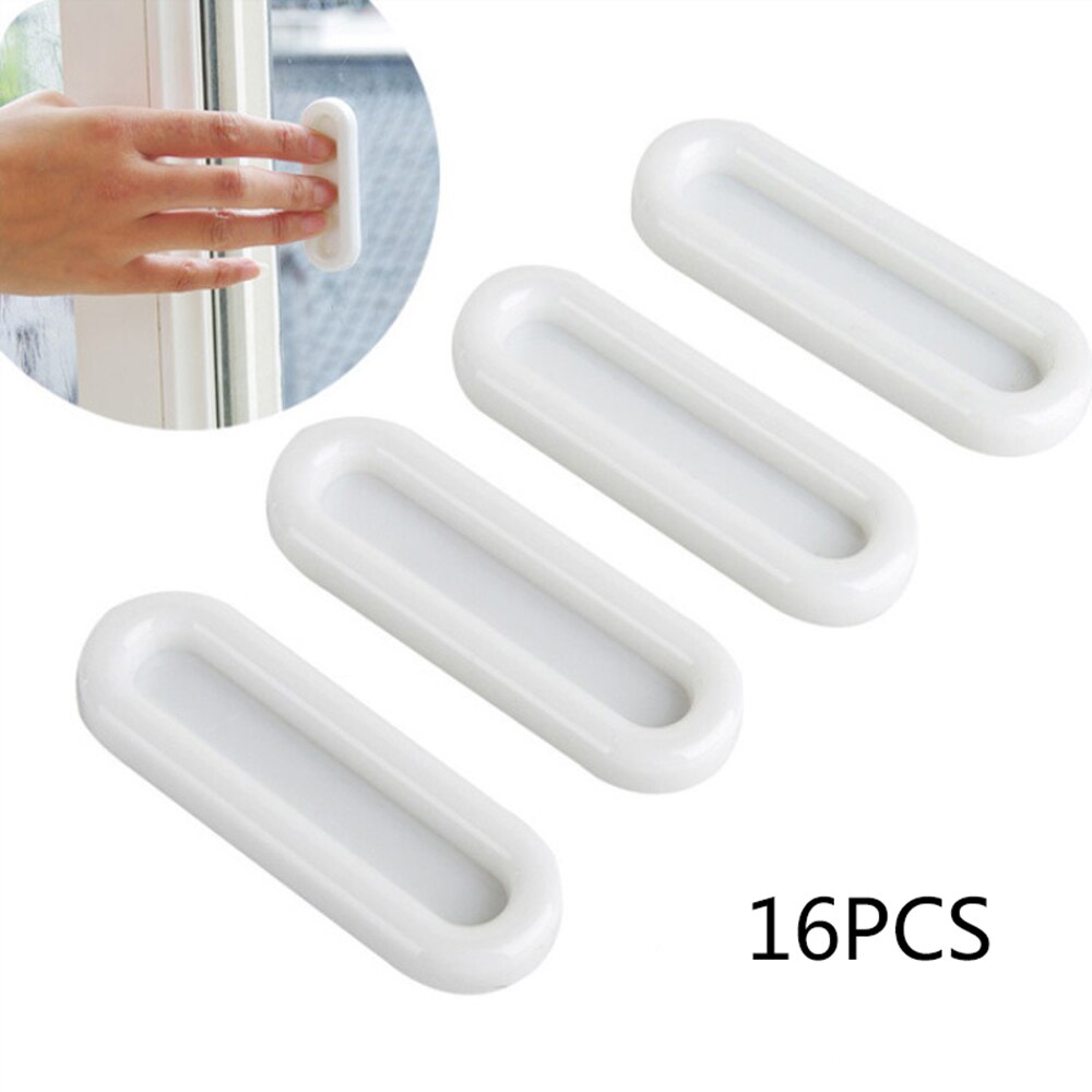 16pcs Paste Open Sliding Door Handles for Interior Doors Glass Window Cabinet Drawer Wardrobe Self-adhesive Handle: Default Title