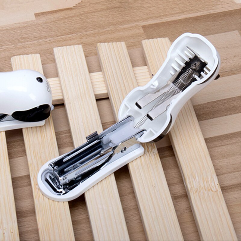 Cute Cartoon Mini Portable Panda Stapler Staple Set Student Stationery School Office Supplies Business 10# Staples 1000pcs