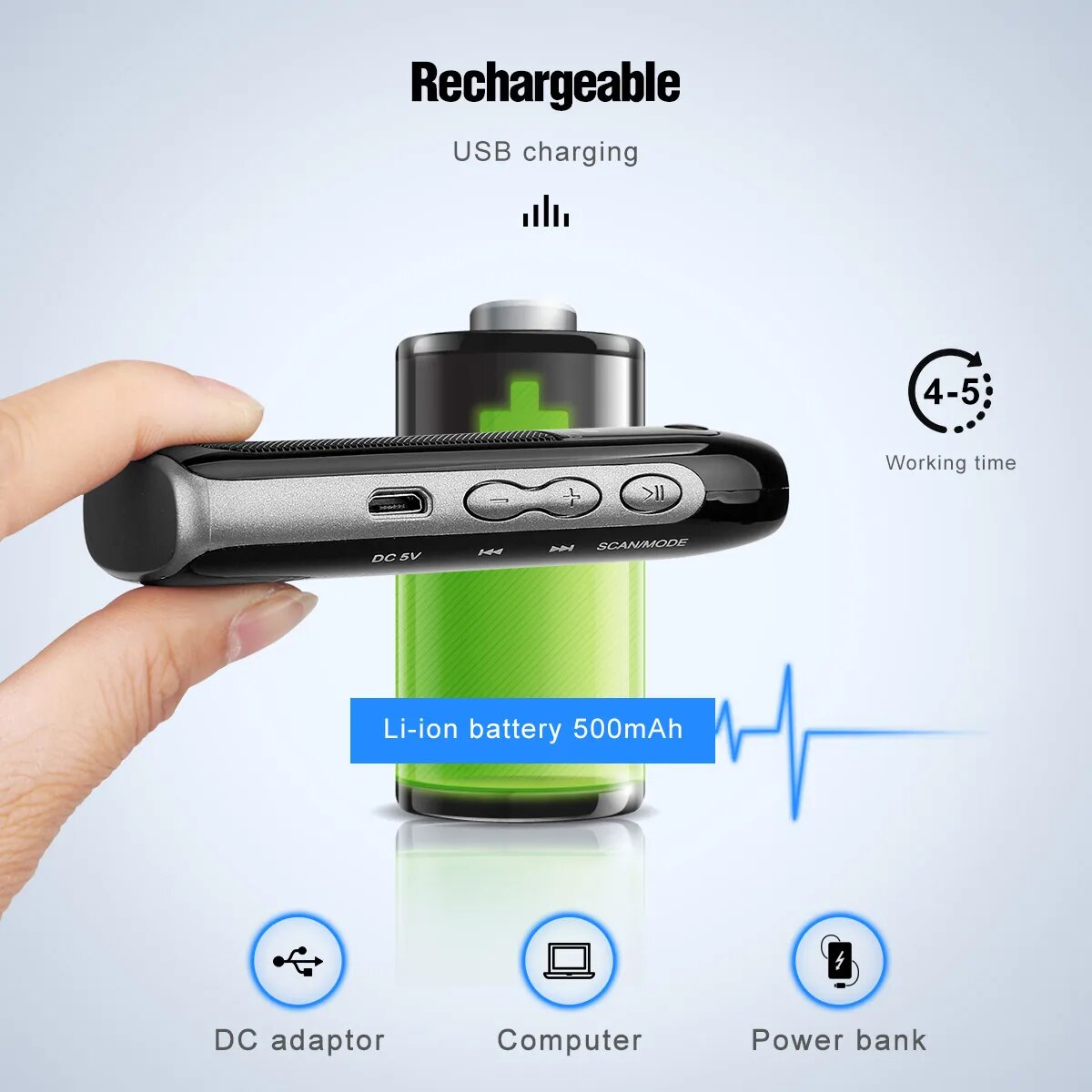RETEKESS-Radio de bolsillo PR12 para ancianos, Mini receptor portátil MP3 con pantalla retroiluminada, estéreo Digital, compatible con tarjeta TF