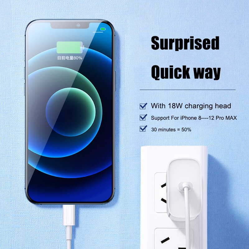 20W PD ładowarka kabel USB C dla iPhone 12 mini 11 zawodowiec XR X XS Max 8 SE kabel błyskawicy szybkie ładowanie danych kabel typu C przewód USB