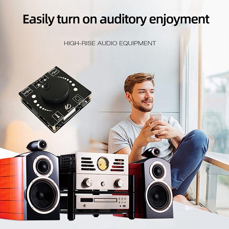 50W+50W Bluetooth 5.0 Digital Audio Power Amplifier Class D 10W-200W HiFi Stereo TPA3116D2 USB Sound Card App AMP