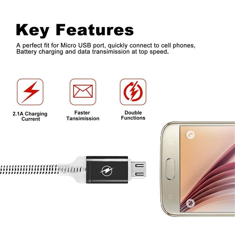 NEUE LED Micro USB Ladegerät Kabel Ladekabel Für iPhone 6 Plus Für samsung S7 S6 LG G4 G3 Für xiaomi Redmi Huawei Android telefon