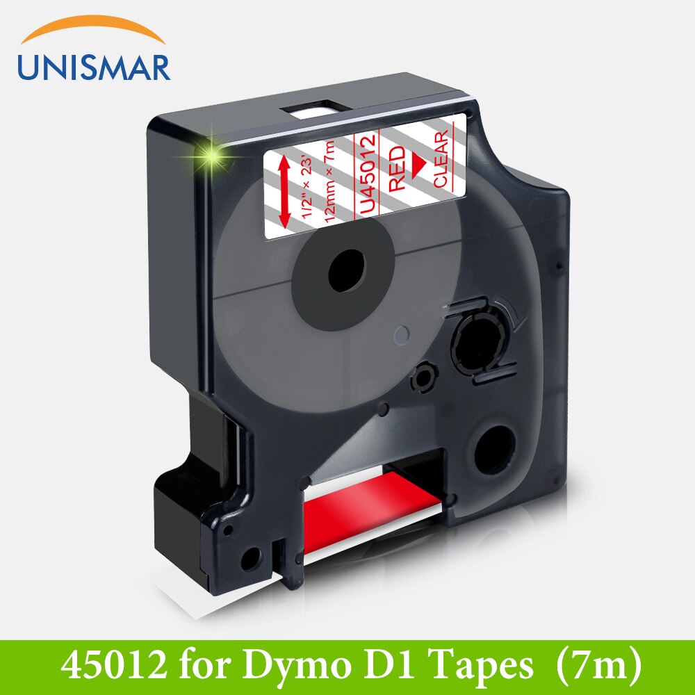 Unismar Multicolor 12mm taśmy etykietowe dla Dymo D1 45013 45010 45016 45017 45018 45019 kompatybilny Dymo D1 etykieta menedżera 160 280 210: Red on Clear
