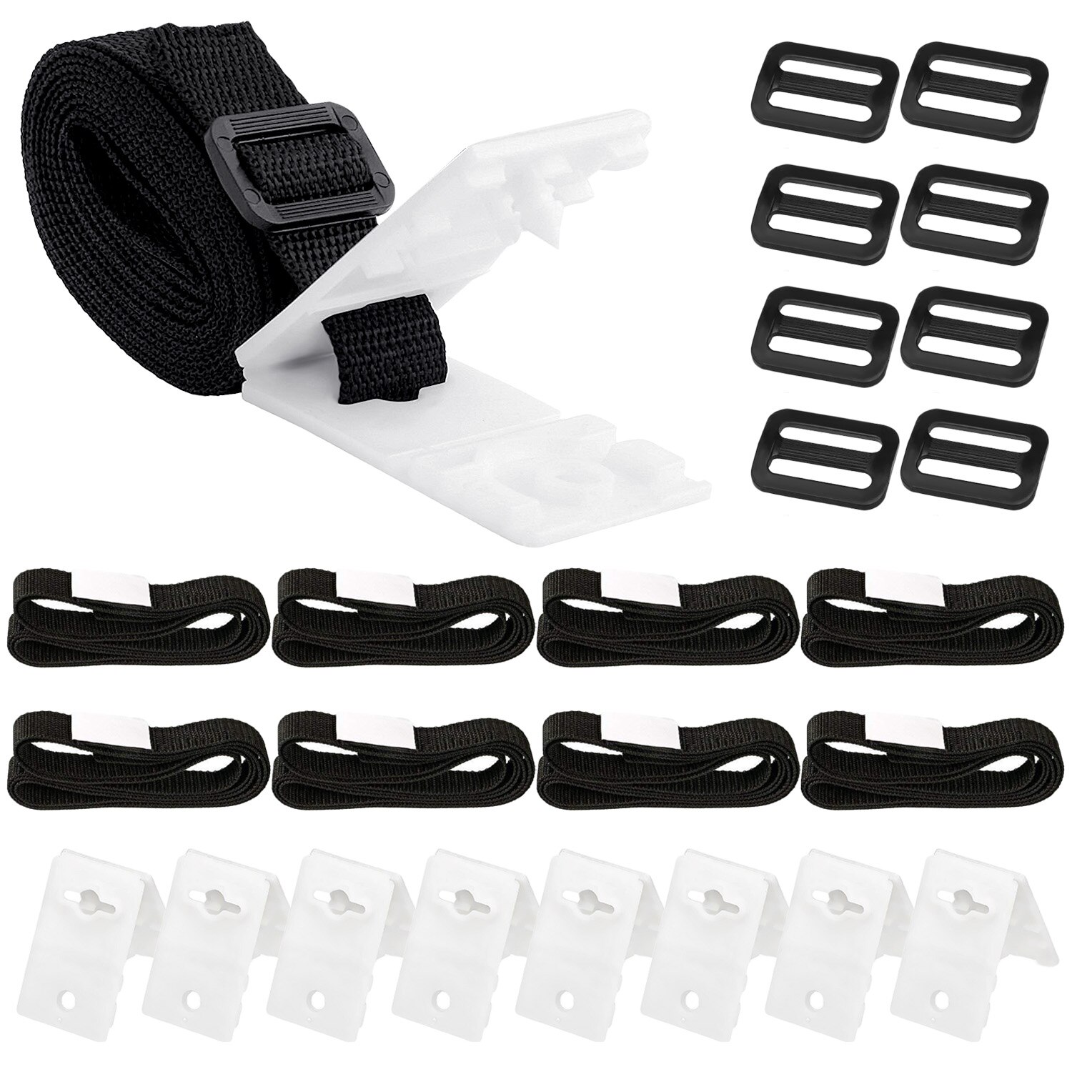 Pool Solar Cover Reel Attachment Kit 8pcs Blanket Straps + 8pcs Buckles + 8pcs Clips for In Ground Swimming Pool Outside