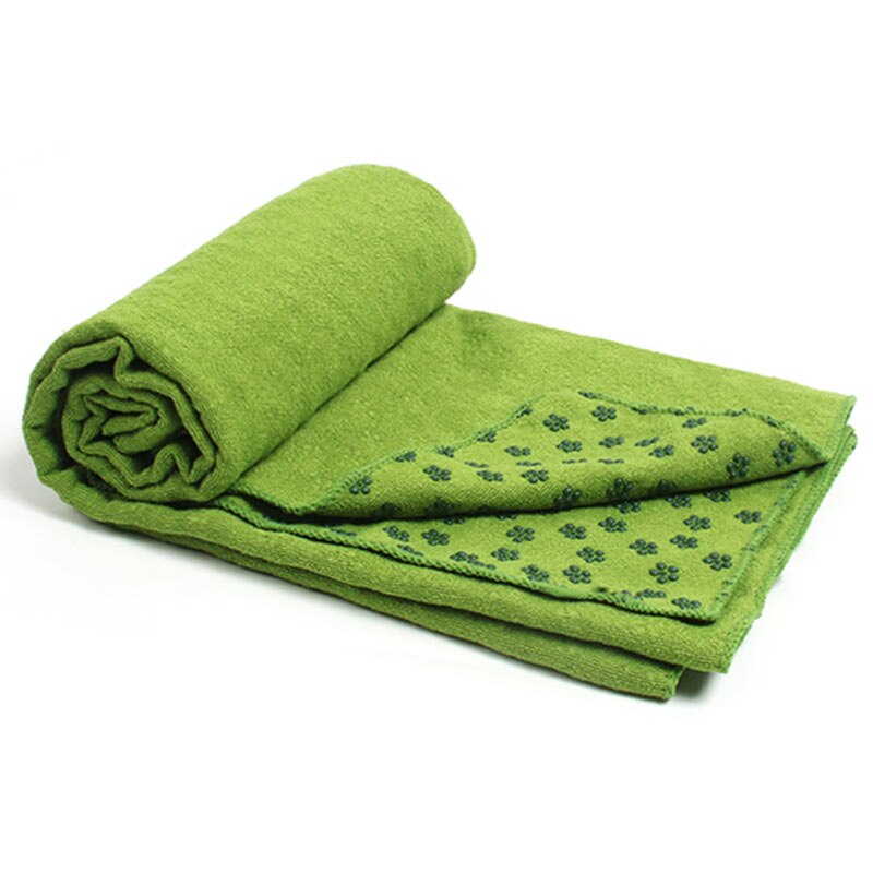 Yoga voksne tæppe mikrofiber håndklæde bandage tørring sportshåndklæde skridsikker pilates træning fitnessmåtte svedabsorberende med taske: Grøn