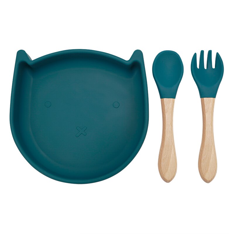 Am azon 100% de alimentaire chat forme bol sécurité aspiration Silione cuillère bébé alimentation ensemble enfant en bas âge de noël: 003