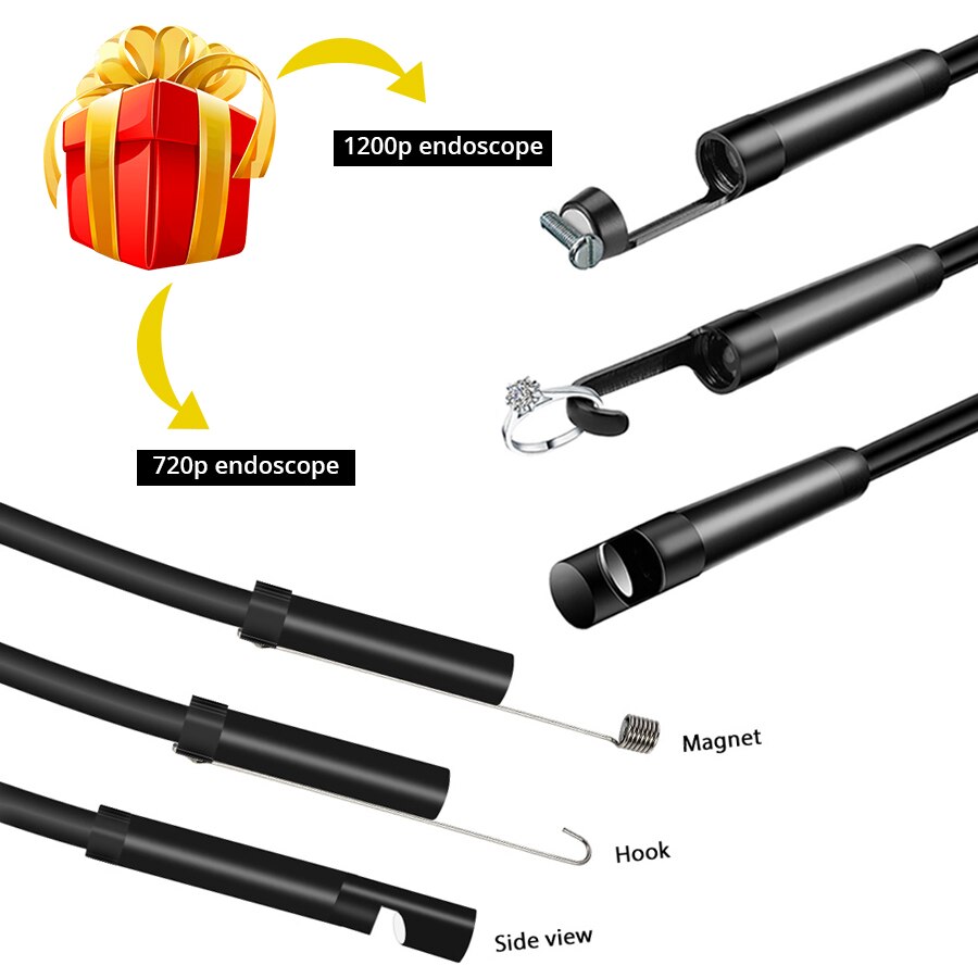 WIFI Endoscope Camera 8MM Mini Waterproof Wire Borescope 1M 2M 3.5M 10M IP68 8LED Inspection Camera For Android PC IOS Endoscope