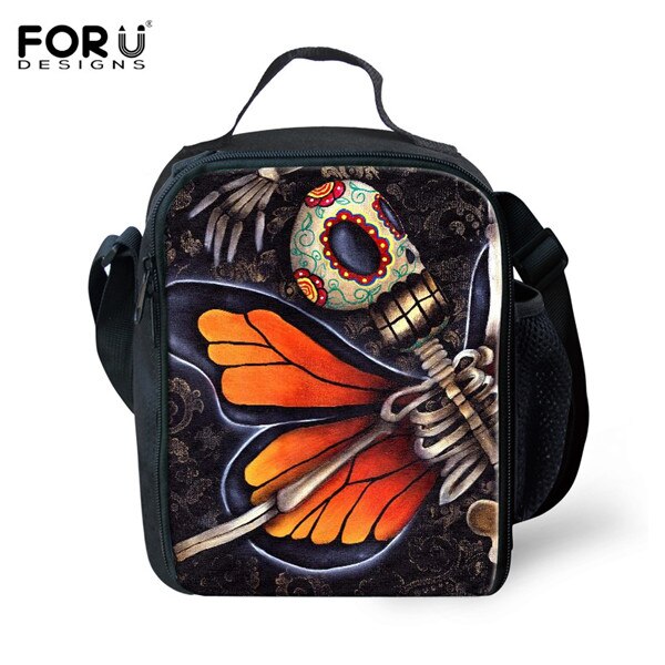 FORUDESIGNS Thermal Insulated Lunch Bag For Women Men Boys Girls 3D Skull Insulation Lunch Box Picnic Food Cooler Lunchbox Bolsa: C640G