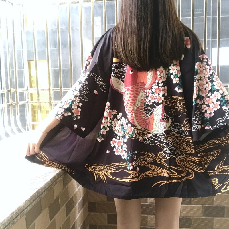Kimonos mujer Kimono japonés Cardigan Cosplay camisa blusa para mujeres japonés Yukata mujer verano playa Kimono 10246