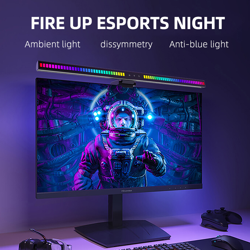 Barra de luz Led RGB para Monitor de ordenador, 60cm, pantalla de ritmo musical, luz colgante, atenuación, lámpara nocturna de ambiente para juegos/estudio/trabajo