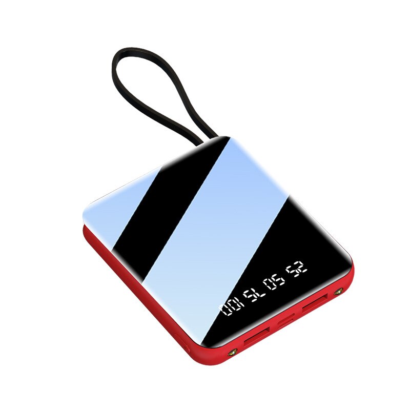 Mini-powerbank 20000 mah, typ c, tragbar, externer akku mit spiegelbildschirm, kompatibel mit xiaomi  mi 8 9 iphone 11.