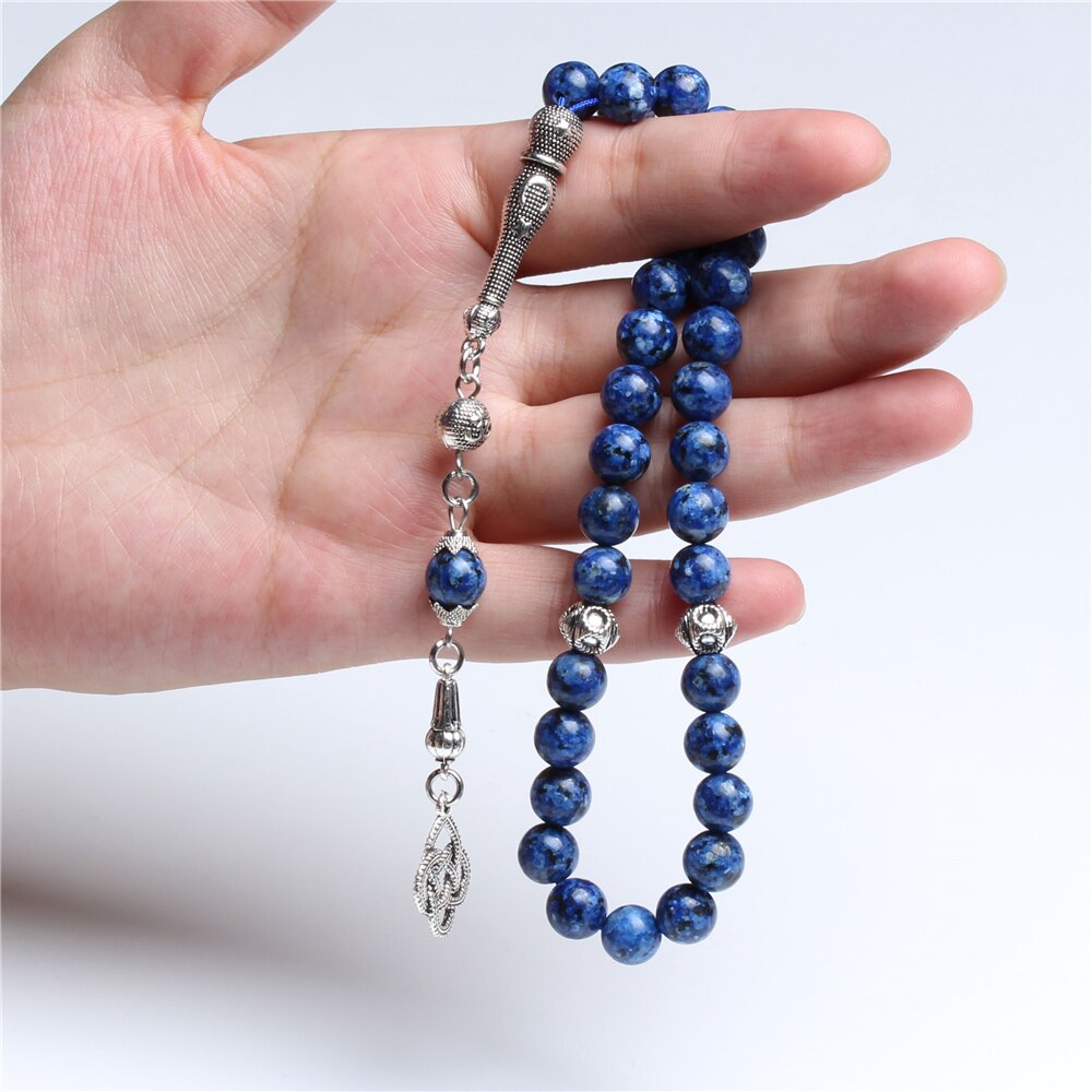 Atacado 8mm azul pedra borla oração grânulos islâmico tasbih muslim rosário colar