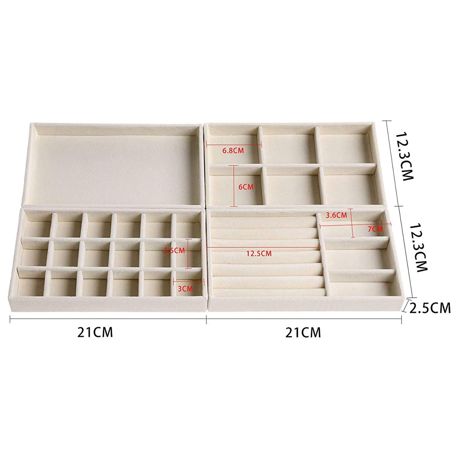 25# Velvet Ring Earrings Necklace Jewelry Display Organizer Box Tray Showcase Holder Jewelry Storage Box Earring Plate