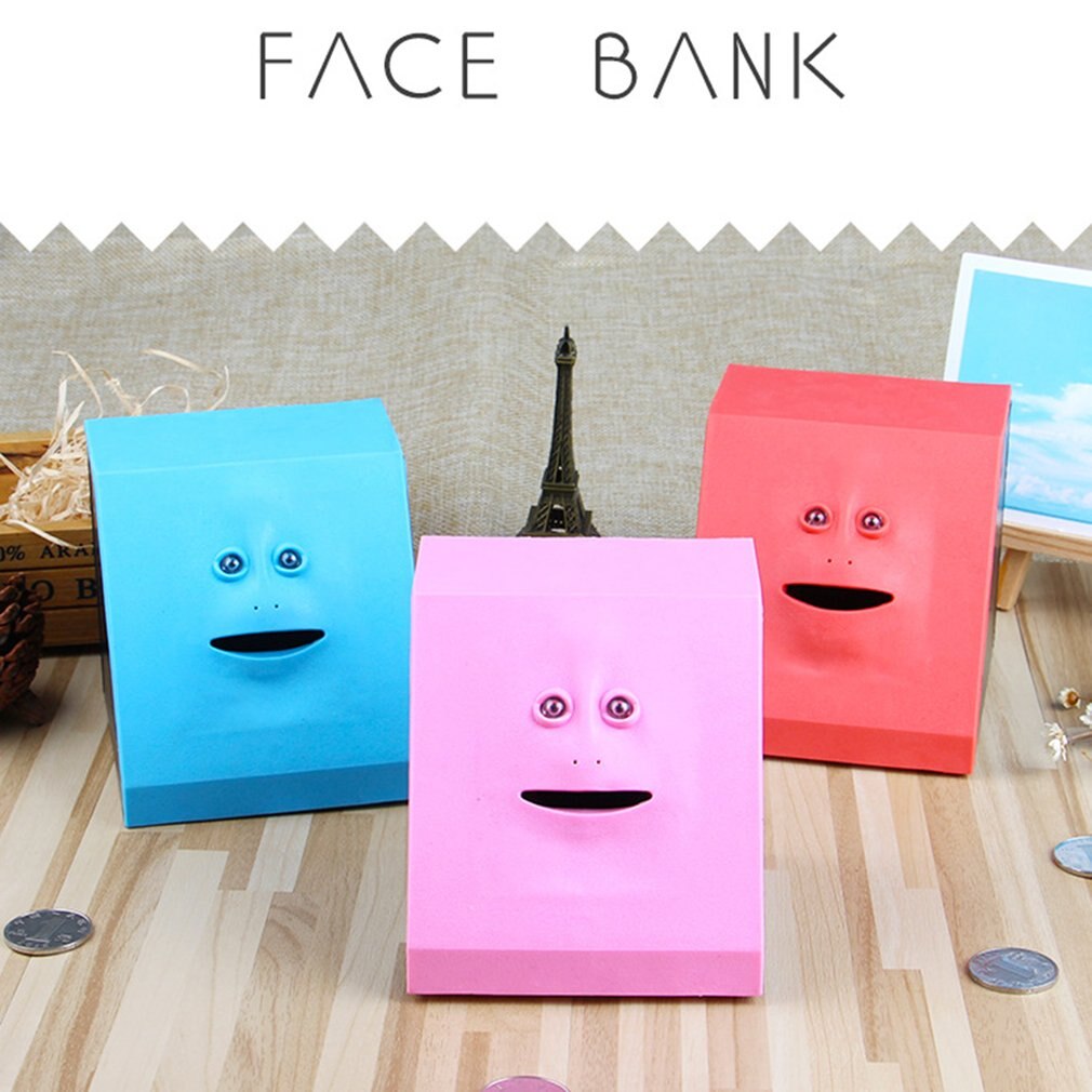En plastique Banque de Visage Visage Humain Capteur Intelligent Tirelire Électrique Pièce Peut Manger L&#39;argent Visage Tirelire Magasin Tirelire Tirelire