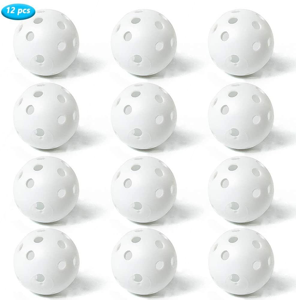 Pelotas para practicar Golf, pelota hueca de plástico para entrenamiento, de colores, de flujo de aire, para practicar, rango de conducción, 12 Uds.: White
