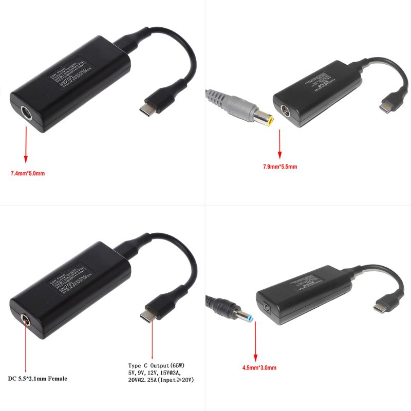 65W Mini Voeding Dc Adapter Lader Connector Usb Type C Converter Voor Lenovo Hp Asus Laptop Pc Computer accessoires